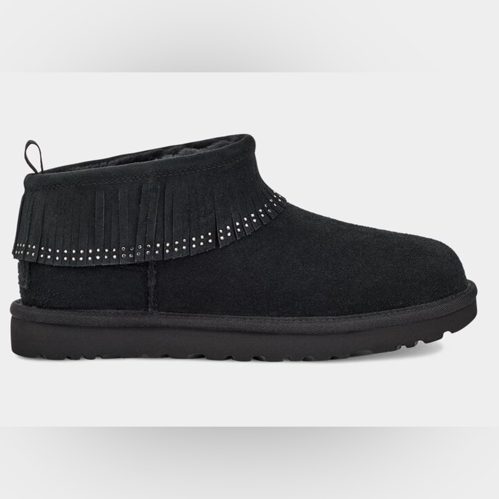 UGG black ultra mini fringe boot women size 9